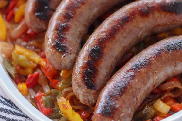 Bratwurst served with beer sauce