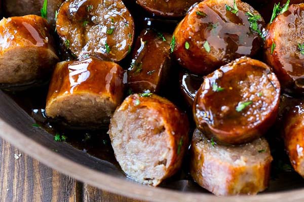 Sweet and spicy Andouille sausage bites