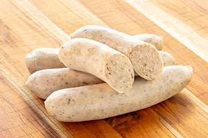 Bangers sausages on a wooden board