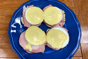 Canadian Bacon served with pineapple