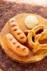 Knackwurst Sausage Prepped with Pretzel Josef's Artisan Meats