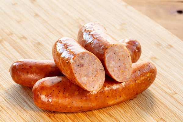 Smoked Andouille Sausage on Table